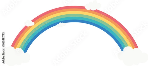 Obraz 구름이 걸쳐 있는 심플한 큰 무지개 일러스트
