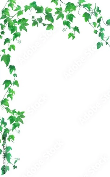 Fototapeta 爽やかでナチュラルなアイビー、ヘデラの角フレーム