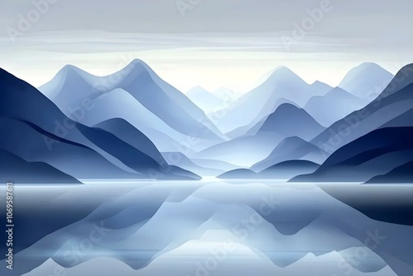 Fototapeta Tranquil Arctic Landscape with Smooth Waves
