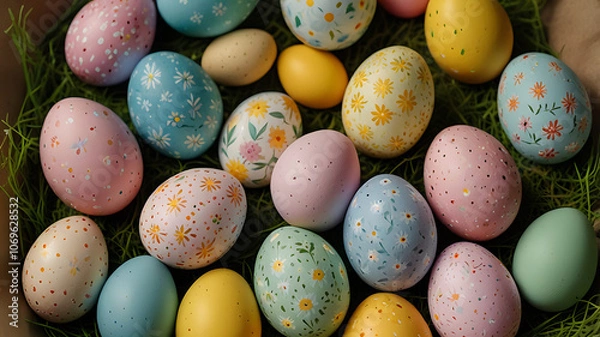 Fototapeta easter eggs in a row