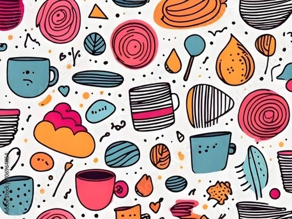 Fototapeta seamless background with sweets.  Vector,Ai generated 
