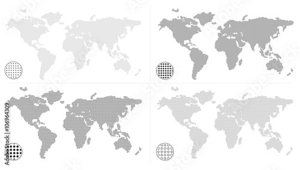 Obraz Set of dotted world maps