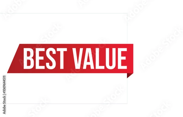 Obraz Best value red vector banner illustration isolated on white background