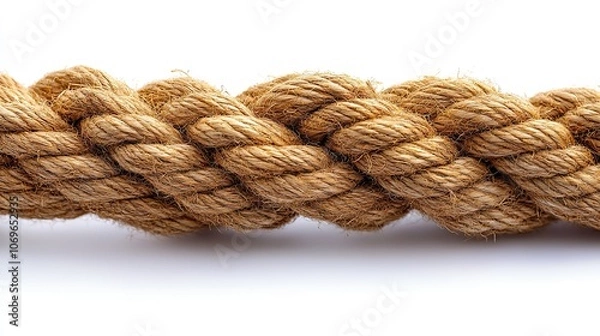 Fototapeta Tangled jute rope, isolated on a white background, highlighting its texture.