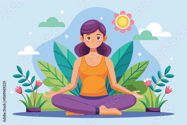 Fototapeta Woman Practicing Yoga in a Serene Outdoor Setting on a Sunny Day