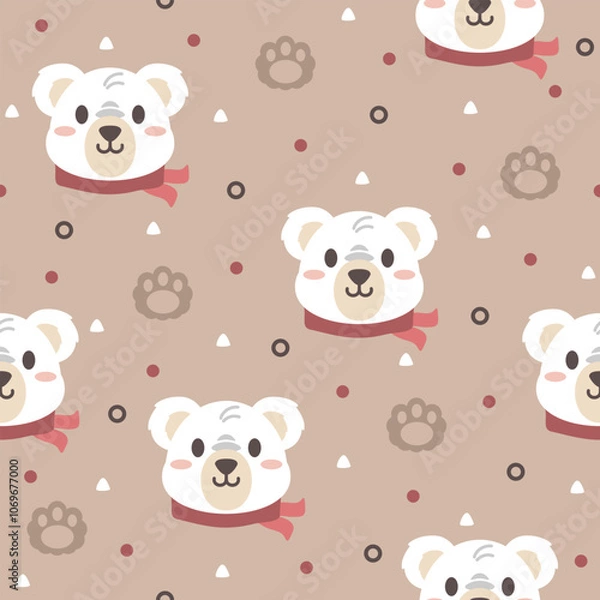 Fototapeta Cute Polar Bear Vector Pattern Fashion Design.