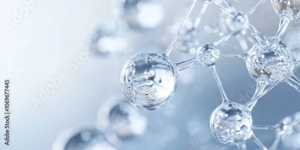 Fototapeta Close-up group water droplets that are floating air D Design of Hyaluronic