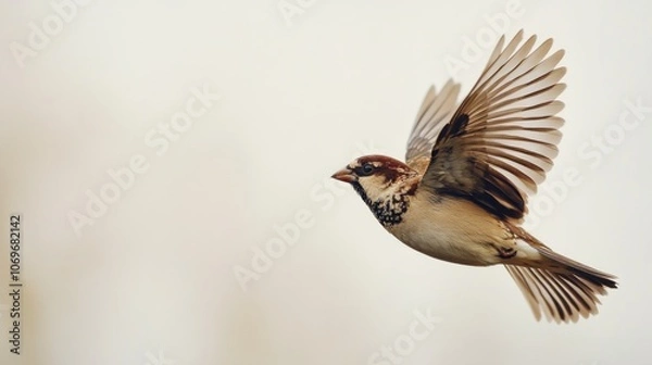 Fototapeta A sparrow in flight