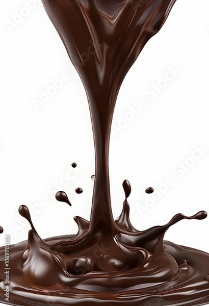 Fototapeta Chocolate splashes with small drops and curvy flows