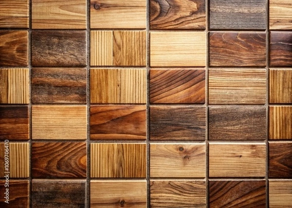 Obraz Beautifully Detailed Tiled Wood Texture with Natural Patterns and Earthy Tones, Perfect for Backgrounds and Design Projects with Ample Copy Space for Custom Text