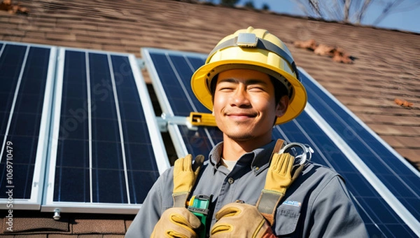 Obraz Solar panel technician, Generative.ai