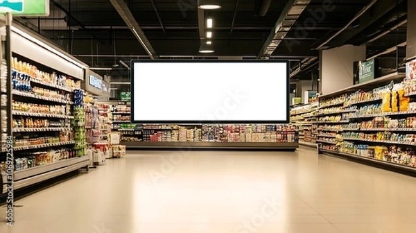 Obraz Blank Screen in Grocery Store