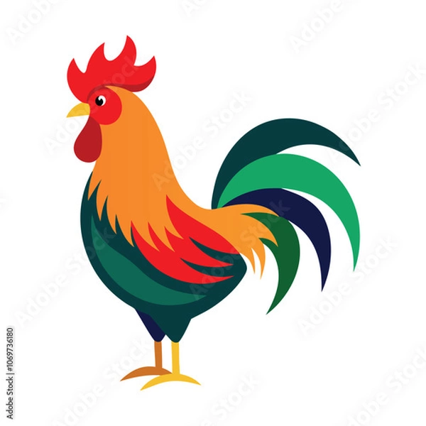 Obraz a rooster vector art illustration isolated white background