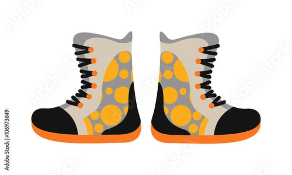 Fototapeta Camping sport walking boots in flat style vector. 