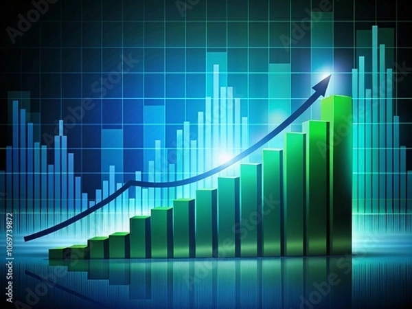 Fototapeta Dynamic Financial Growth Chart: Silhouette Animation of Rising Bars with Motion Graphics for Business and Investment Visuals