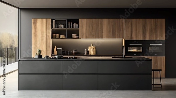 Obraz Modern Kitchen with Natural Light and a View