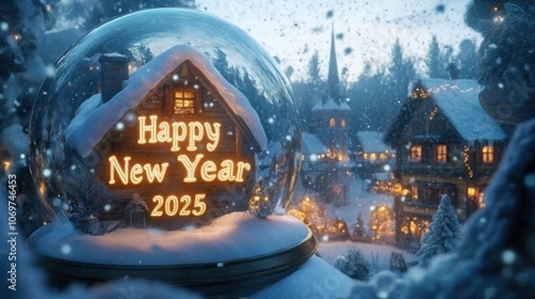 Fototapeta Happy New Year 2025 Snow Globe