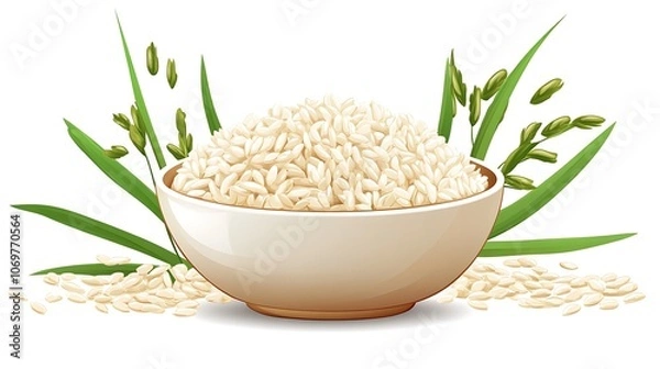 Obraz Bowl of Rice with Rice Plants