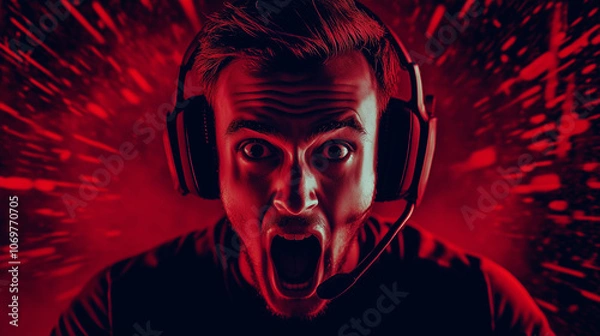 Obraz YouTube thumbnail featuring a professional gamer set against a bold red and black background