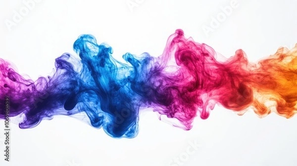 Obraz Vibrant Colorful Ink Splash with Fluid Blending of Blues, Pinks, and Oranges – Dynamic and Abstract Art Composition, Perfect for Creative, Artistic, and Design-Themed Projects and Backgrounds