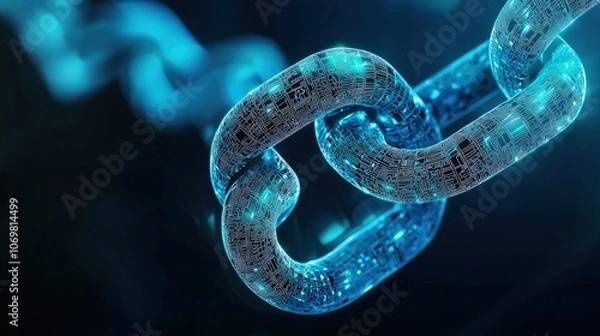 Fototapeta Futuristic Digital Chain Symbolizing Connectivity and Blockchain Technology