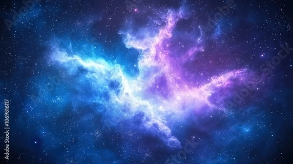 Obraz Stunning Cosmic Nebula with Vibrant Colors and Starry Background