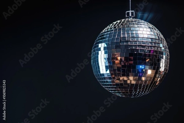 Fototapeta Disco ball isolated with copy space for party concept.