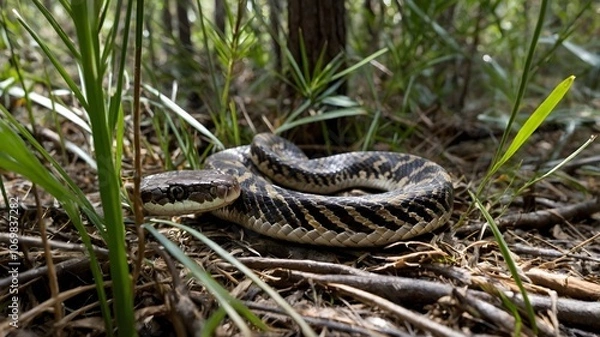 Fototapeta Nature’s Flow: The Louisiana Pine Snake in Its Forest Environment