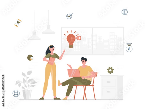 Fototapeta Finding solutions and brainstorming ideas, exploring strategies to achieve goals and make informed decisions, with people navigating challenges and using creative thinking