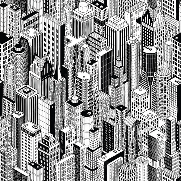 Obraz Skyscraper City Seamless Pattern - large