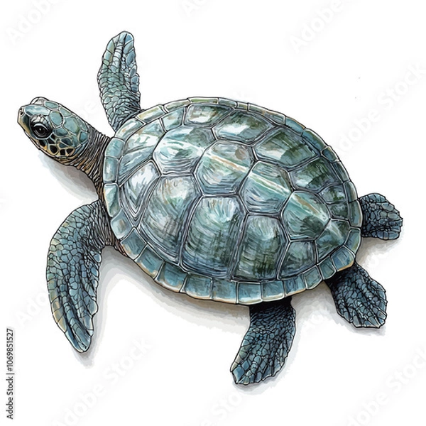 Fototapeta turtle isolated on white background. hand-drawn watercolor illustration