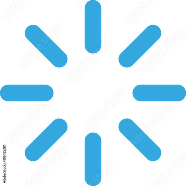 Fototapeta Simple Blue Loading Spinner Graphic on a White Background, Often Used in Web Design to Indicate Processing or Waiting Status