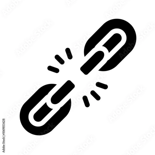 Fototapeta Chain Link Breaking Solid Icon