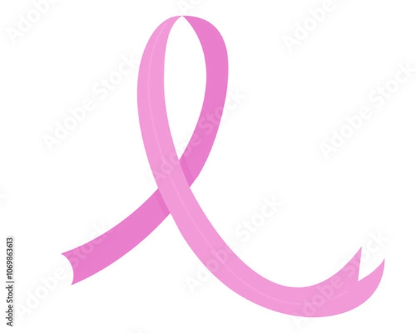 Obraz Pink ribbon as a symbol of the fight against female breast cancer. Isolated image. Icon for design and handouts. Isolate on a white background. Vector graphics