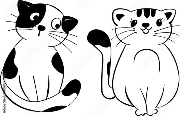 Fototapeta TWO CAT SUPER CUTE, SIMPLE ICON SET