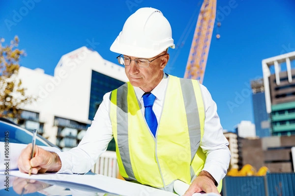 Obraz Engineer builder at construction site