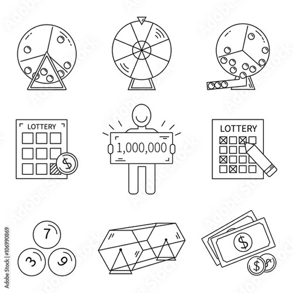 Fototapeta Lottery line icons set