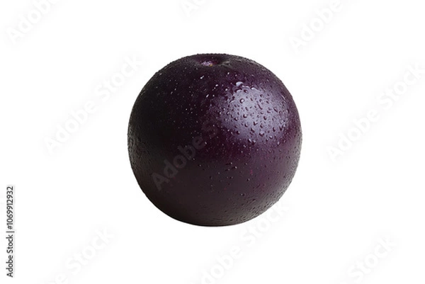 Fototapeta Fresh purple fruit with water droplets on black background, showcasing its vibrant color and texture. Perfect for healthy eating and culinary uses