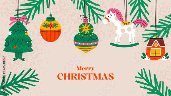 Obraz Merry Christmas horizontal background