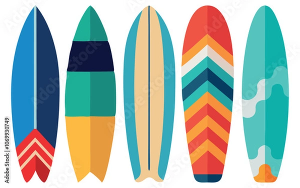 Obraz surfboard element collection white background