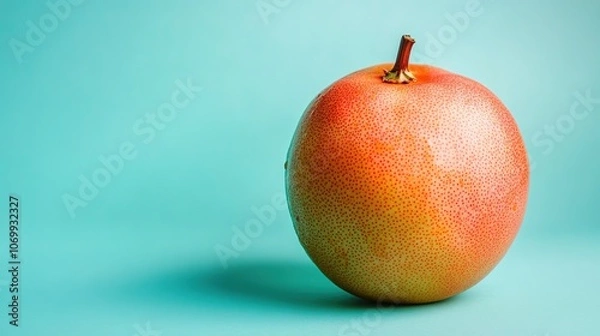 Fototapeta Crisp grapefruit on teal background, freshness emphasized