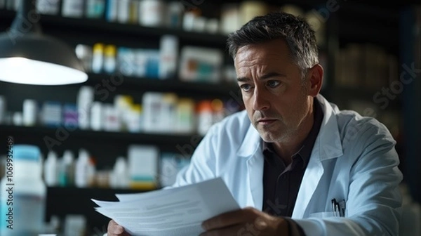 Obraz The Doctor Reviewing Laboratory Reports