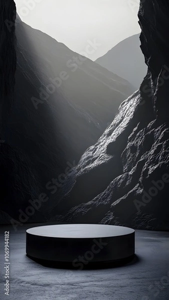 Fototapeta Circular booth scene in black rock