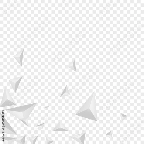 Fototapeta Greyscale Element Background Transparent Vector. Crystal Technology Template. Hoar Shape Tile. Polygon Luxury. Silver Origami Banner.