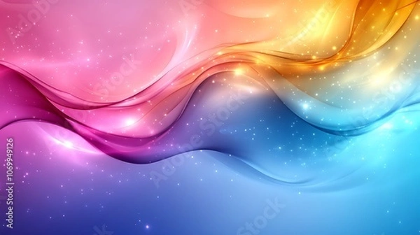 Fototapeta Abstract background with flowing, colorful waves and shimmering lights.