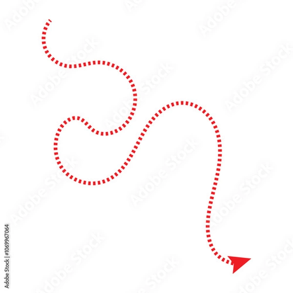 Fototapeta Curved dotted arrow. Zigzag arrow stripes design with dotted lines. Vector . EPS 10/AI	
