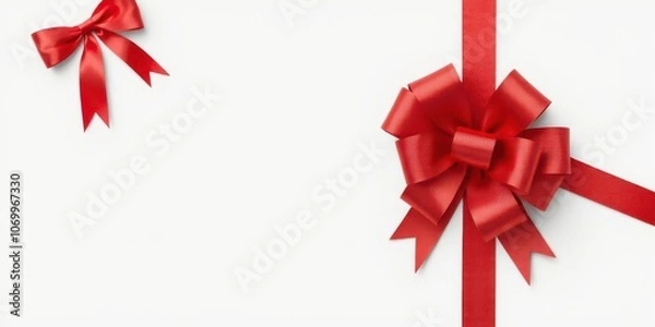 Fototapeta Elegant red satin ribbon and bow design for holiday decorations, gift wrapping, celebration themes, ribbon