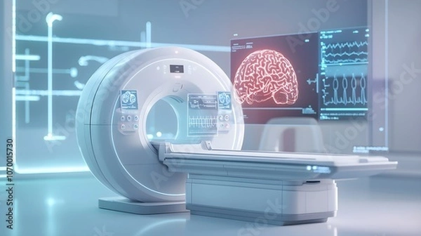 Fototapeta AI-Driven MRI Scan with Real-Time 3D Imaging