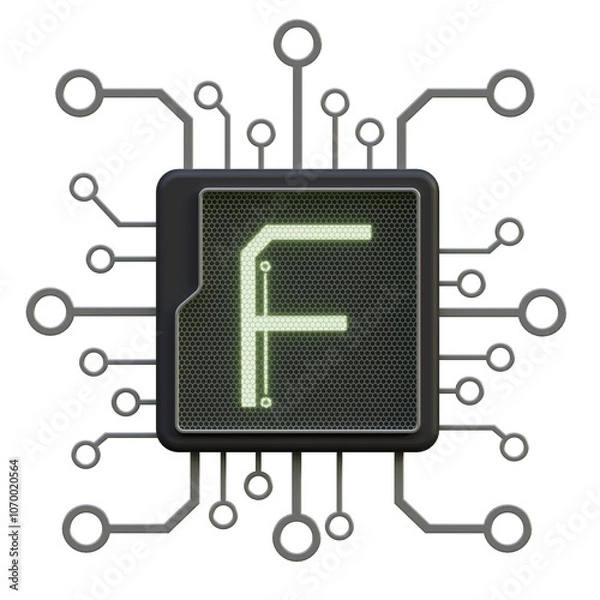 Fototapeta 3D Futuristic Alphabet - Digital & Microchip