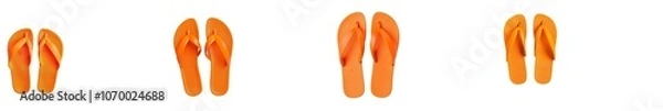 Fototapeta PNG file of yellow flipflop sandals and flip flop beach shoes isolated on transparent background